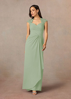 Azazie Birdie Mother of the Bride Dresses Dusty Sage A-Line Queen Anne Sequins Chiffon Dress image2