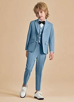 front Oliver Jasny Niebieski Chłopięcy 5-częściowy garnitur z muszką