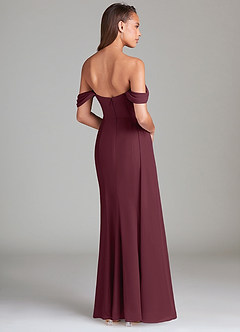 Azazie Amyra Bridesmaid Dresses Cabernet Sheath Off the Shoulder Chiffon Convertible Dress image4