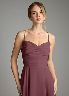 Azazie Ayla Abiti da Damigella Abito A-Line in Chiffon Scollo a Cuore Sangria image5