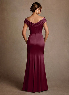 Azazie Aberdeen vestidos de madre de la novia Vestido de Mora de Satén Elástico de Corte Recto con Plisado image2