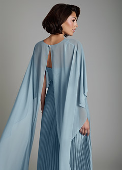 Azazie Micah Bridesmaid Dresses Dusty Blue A-Line Corset Stretch Satin Convertible Dress image8