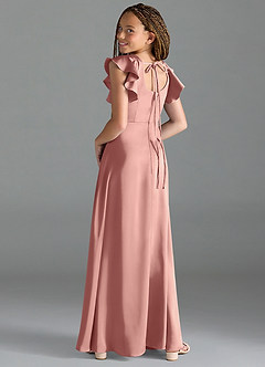 Azazie Bondi Junior Rosette A-Line Side Slit Stretch Satin Dress image5
