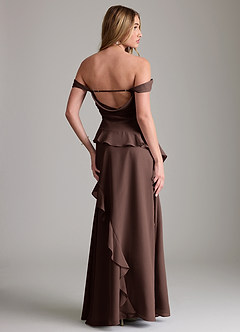 Azazie Sloane Robes de demoiselle d'honneur Robe Trapèze en Mousseline de soie Encolure en Forme de Cœur Ganache image7