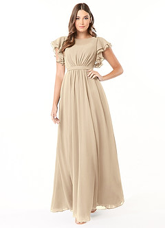 Azazie Daphne Modest Bridesmaid Dresses A-Line Ruffled Chiffon Floor-Length Dress image5