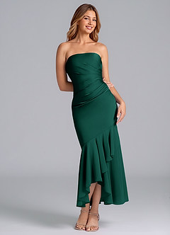 Azazie Danie Final Sale Emerald Sheath Strapless Chiffon Dress image1