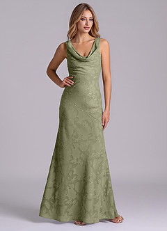 Azazie Rylina Final Sale Pistachio Mermaid Floral Burnout Dress image4