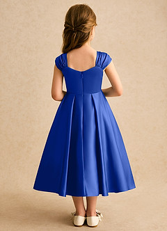 Azazie Yosemite vestidos de niña de las flores Vestido de Azul Real de Satin Mate de Corte Princesa con Escote de Corazón image2