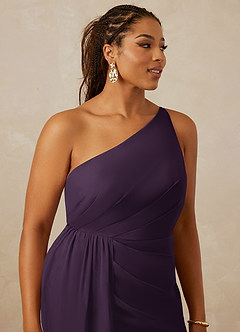 Christian Siriano Bridal for Azazie 1003 Bridesmaid Dresses Plum Sheath One Shoulder Chiffon Dress image14