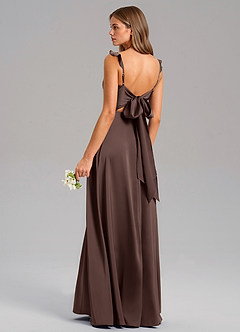 Azazie Everett Bridesmaid Dresses Ganache A-Line Stretch Satin Dress image6