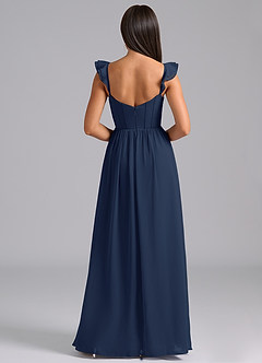 Azazie Denisse Bridesmaid Dresses Dark Navy A-Line Ruched Chiffon Dress image2