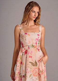 Azazie Deb Bridesmaid Dresses Abstract Bouquet Floral A-Line with Pockets Chiffon Convertible Dress image7