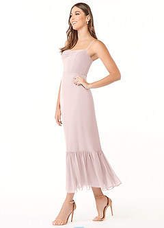 Azazie Justina Bridesmaid Dresses Blushing Pink A-Line Sweetheart Neckline Chiffon Dress image3
