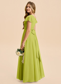Azazie Cady Junior Abito A-Line in Chiffon Plissettato Citronella image6