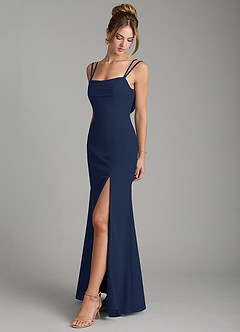 Azazie Egypt Bridesmaid Dresses Dark Navy Sheath Sweetheart Neckline Chiffon Dress image4