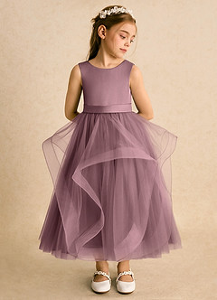 Azazie Vana Abiti da Ragazza di Fiori Abito Principessa in Tulle Fiocco Vintage Malva image3