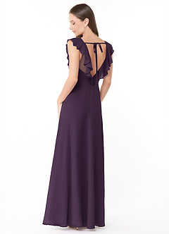 Azazie Yoko Bridesmaid Dresses Plum A-Line Ruched Chiffon Dress image4