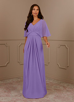 Azazie Oksana Mother of the Bride Dresses Tahiti A-Line V-Neck Pleated Chiffon Dress image2