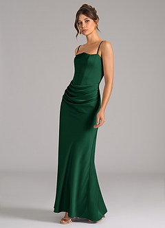 Azazie Debby Bridesmaid Dresses Dark Green Mermaid Strapless Stretch Satin Convertible Dress image6