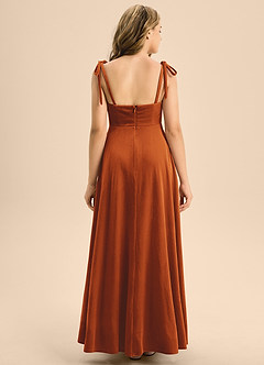 Azazie Rosey Junior Robe Trapèze en velours Encolure en Forme de Cœur Orange Brûlée image2