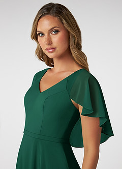 Azazie Jamie Bridesmaid Dresses Emerald A-Line Chiffon Dress image6