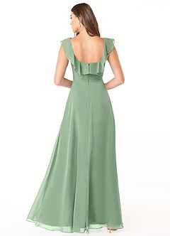 Azazie Jinny Abiti da Damigella Abito A-Line in Chiffon con Scollo Quadrato e Increspature Matcha image2