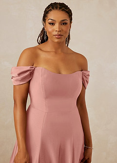 Christian Siriano Bridal for Azazie 1002 Bridesmaid Dresses Rosette A-Line Off the Shoulder Stretch Satin Convertible Dress image13