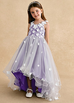 Azazie Celia Flower Girl Dresses Tahiti A-Line Lace Tulle Dress image6