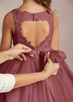 Azazie Calla Flower Girl Dresses Amethyst Ball-Gown Lace Tulle Dress image5