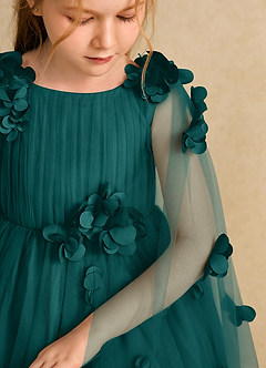 Azazie Staria Flower Girl Dresses Peacock Ball-Gown Ruched Tulle Dress image10