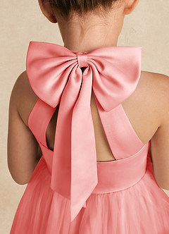 Azazie Bev Flower Girl Dresses Coral A-Line Convertible Tulle Dress image5