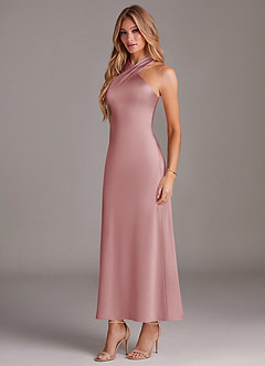 Azazie Doretta Bridesmaid Dresses Dusty Rose Mermaid Pleated Stretch Satin Dress image4