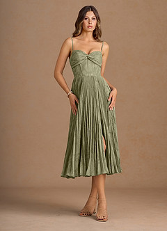 Annie Pistachio Pleated Midi Dress image6