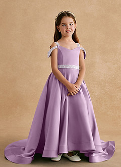 Azazie Jodi Flower Girl Dresses Wisteria A-Line Matte Satin Dress image4