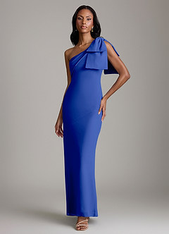 Azazie Yuanna Bridesmaid Dresses Royal Blue Mermaid One Shoulder Chiffon Dress image1