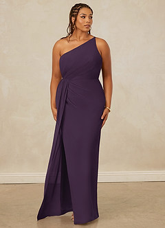 Christian Siriano Bridal for Azazie 1003 Bridesmaid Dresses Plum Sheath One Shoulder Chiffon Dress image10