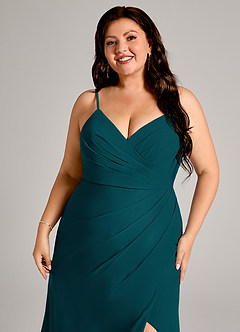 Azazie Maci Bridesmaid Dresses Pine Sheath Pleated Chiffon Dress image12