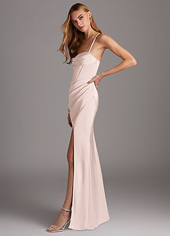 Azazie Brookelle Bridesmaid Dresses Blushing Pink Sheath Sweetheart Corset Stretch Satin Dress image5