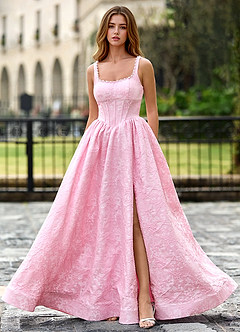 Thyme Pink A-line 3D Flowers Prom Dress image6