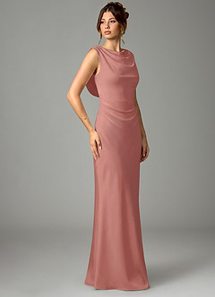 Azazie Kieryn Bridesmaid Dresses Rosette Mermaid Pleated Stretch Satin Dress image3
