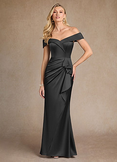 Azazie Laredo vestidos de madre de la novia Vestido de Negro de Satén Elástico de Sirena con Vestidos sin tirantes image3