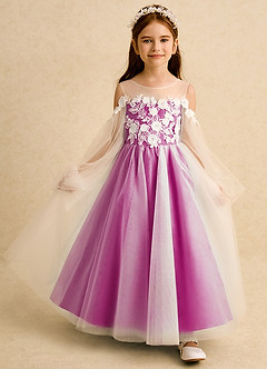 Azazie Zimi vestidos de niña de las flores Vestido de Fucsia de Tul de Princesa con Escote de Corazón image7