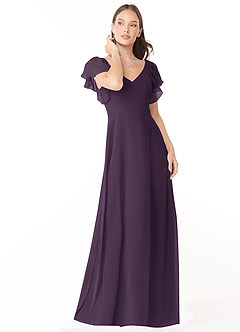 Azazie Syenna Bridesmaid Dresses Plum A-Line Ruched Chiffon Dress image1