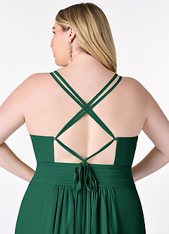 Azazie Farren Bridesmaid Dresses Emerald A-Line Pleated Chiffon Convertible Dress image13