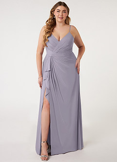 Azazie Emerald Bridesmaid Dresses Fog A-Line Ruffled Chiffon Dress image16