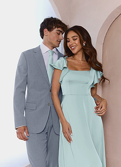 front Savile Light Blue Wool Blend Dress Pants