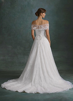 Azazie Berkely Trouwjurken Jurk van Tule met A-Lijn Off-shoulder Diamant Wit image2