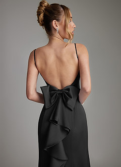 Azazie Zherra Vestidos de damas de honor Vestido de Negro de Satén Elástico de Corte Sirena con Lazo image7