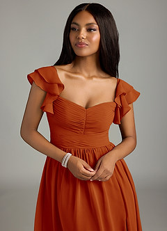 Azazie Anaya Jurken voor bruidsmeisjes Jurk van Chiffon met A-Lijn Geplooid Paprika image6