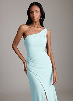 Azazie Madelyn Bridesmaid Dresses Sea Glass Mermaid One Shoulder Chiffon Convertible Dress image8